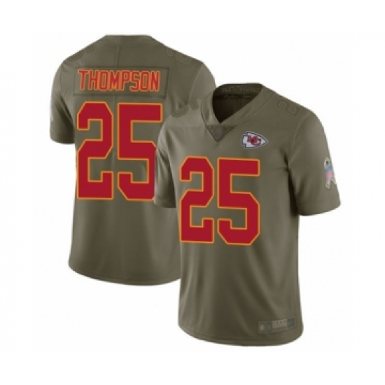 Men's Kansas City Chiefs 25 Darwin Thompson Limited Olive 2017 Salute to Service Football Jersey