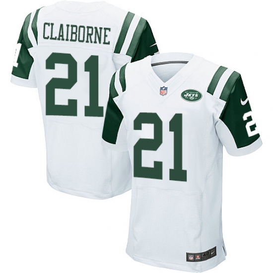 Men's Nike New York Jets 21 Morris Claiborne Elite White NFL Jersey