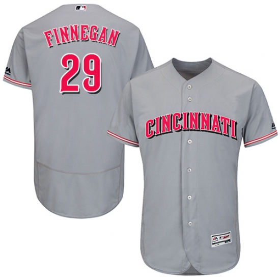 Men's Majestic Cincinnati Reds 29 Brandon Finnegan Grey Flexbase Authentic Collection MLB Jersey