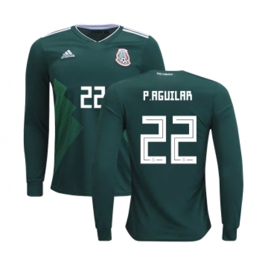 Mexico 22 P.Aguilar Home Long Sleeves Kid Soccer Country Jersey