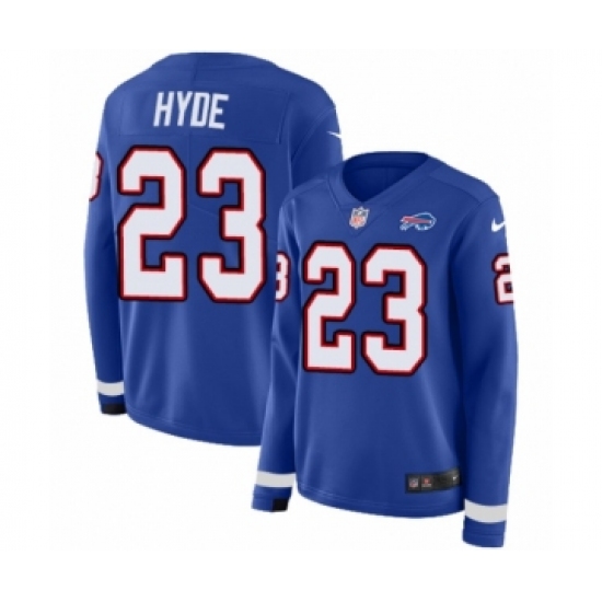 Women's Nike Buffalo Bills 23 Micah Hyde Limited Royal Blue Therma Long Sleeve NFL Jersey