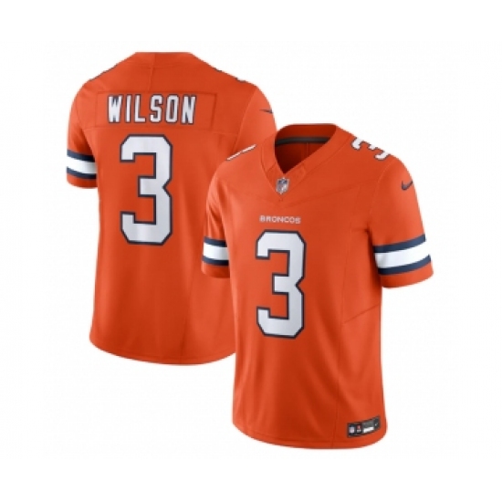 Men's Denver Broncos 3 Russell Wilson Orange 2023 F.U.S.E. Vapor Untouchable Stitched Jersey