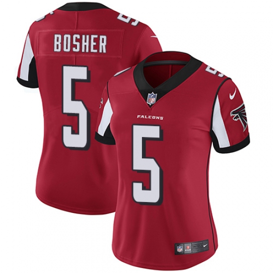 Women's Nike Atlanta Falcons 5 Matt Bosher Red Team Color Vapor Untouchable Limited Player NFL Jersey