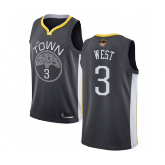 Youth Golden State Warriors 3 David West Swingman Black 2019 Basketball Finals Bound Basketball Jersey - Statement Edition