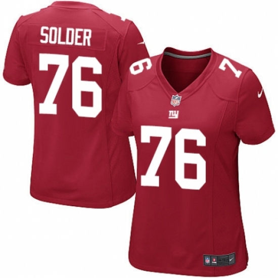 Women's Nike New York Giants 76 Nate Solder Game Red Alternate NFL Jersey