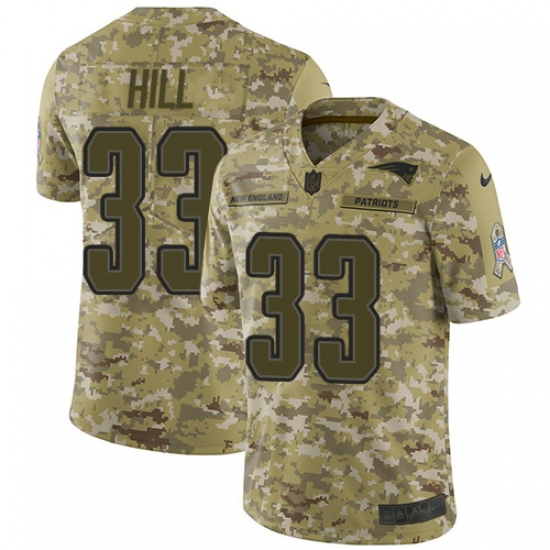 Men's Nike New England Patriots 33 Jeremy Hill Limited Camo 2018 Salute to Service NFL Jersey