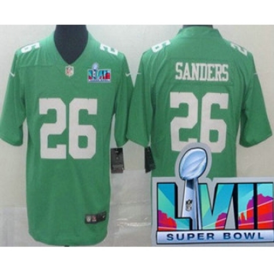 Men's Philadelphia Eagles 26 Miles Sanders Limited Green Rush Super Bowl LVII Vapor Jersey