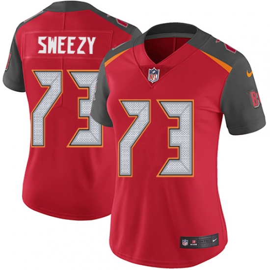 Women's Nike Tampa Bay Buccaneers 73 J. R. Sweezy Red Team Color Vapor Untouchable Limited Player NFL Jersey