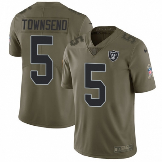 Men's Nike Oakland Raiders 5 Johnny Townsend Limited Olive 2017 Salute to Service NFL Jersey