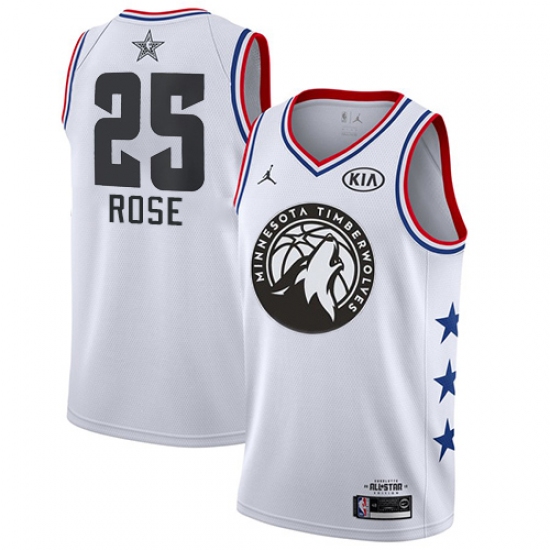 Men's Nike Minnesota Timberwolves 25 Derrick Rose White Basketball Jordan Swingman 2019 All-Star Game Jersey