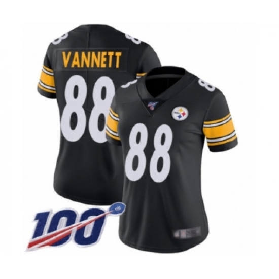 Women's Pittsburgh Steelers 88 Nick Vannett Black Team Color Vapor Untouchable Limited Player 100th Season Football Jersey
