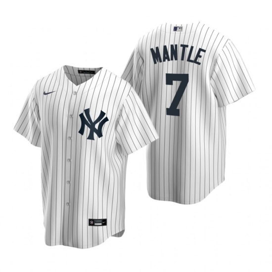 Men's Nike New York Yankees 7 Mickey Mantle White Home Stitched Baseball Jersey