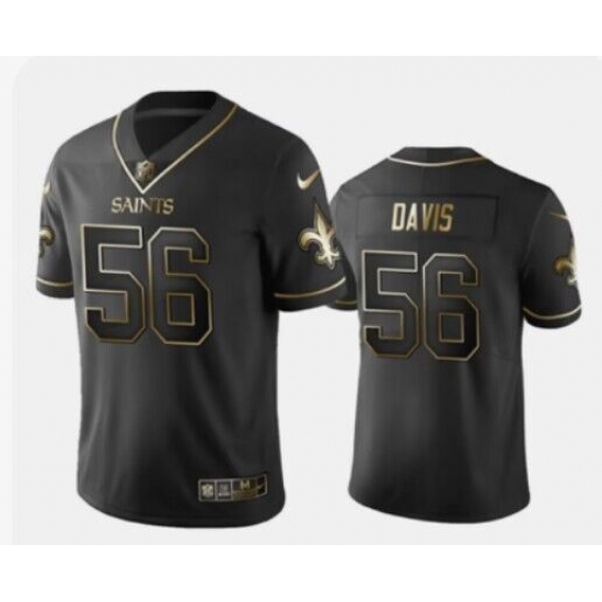 Men's Nike New Orleans Saints 56 DeMario Davis Black Gold Stitched Football Vapor Untouchable Limited Jersey