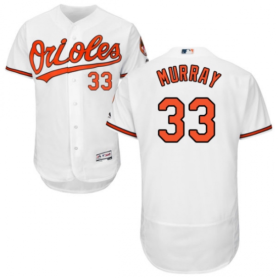 Men's Majestic Baltimore Orioles 33 Eddie Murray White Home Flex Base Authentic Collection MLB Jersey