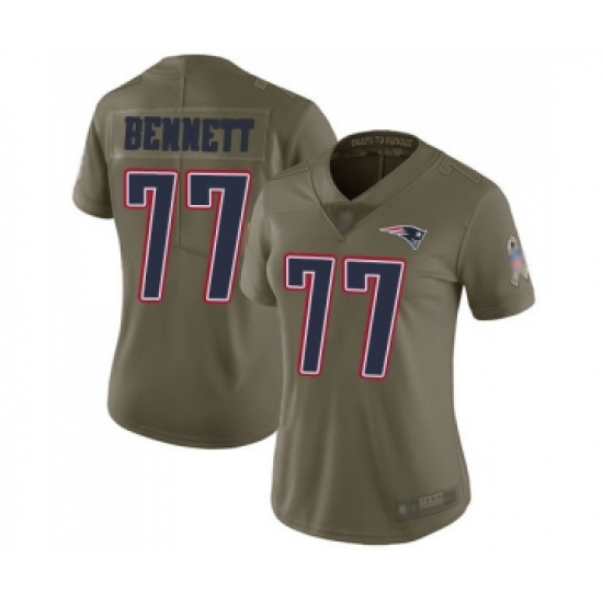Women's New England Patriots 77 Michael Bennett Limited Olive 2017 Salute to Service Football Jersey
