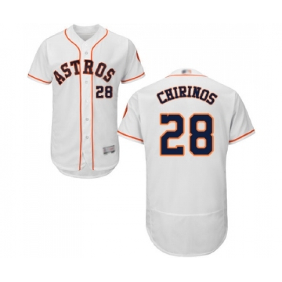 Men's Houston Astros 28 Robinson Chirinos White Home Flex Base Authentic Collection Baseball Jersey