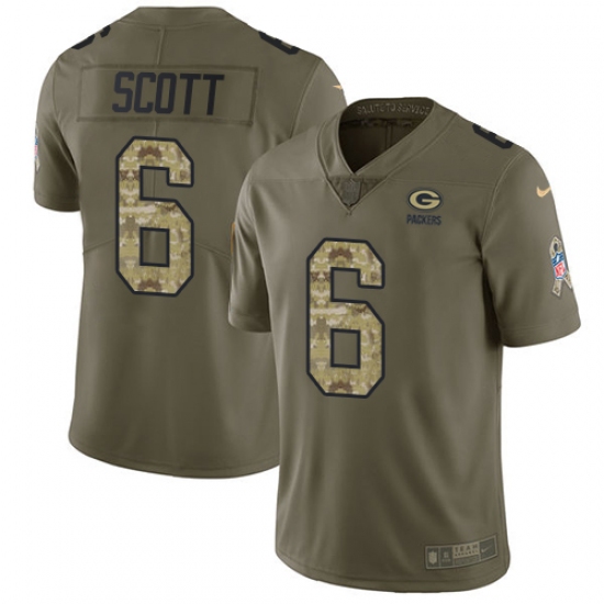 Youth Nike Green Bay Packers 6 JK Scott Limited Olive Camo 2017 Salute to Service NFL Jersey