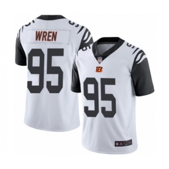 Men's Cincinnati Bengals 95 Renell Wren Limited White Rush Vapor Untouchable Football Jersey