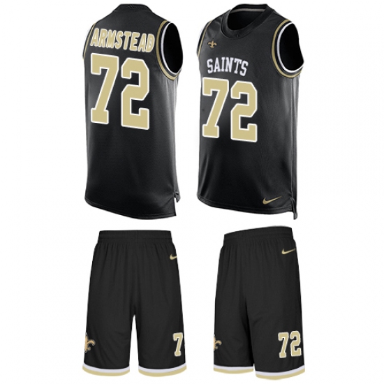 Men's Nike New Orleans Saints 72 Terron Armstead Limited Black Tank Top Suit NFL Jersey