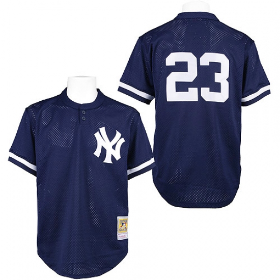 Men's Mitchell and Ness 1995 New York Yankees 23 Don Mattingly Replica Blue Throwback MLB Jersey