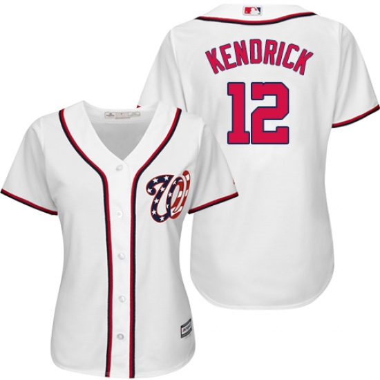 Women's Majestic Washington Nationals 12 Howie Kendrick Authentic White Home Cool Base MLB Jersey