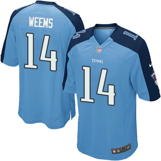 Men's Nike Tennessee Titans 14 Eric Weems Game Light Blue Team Color NFL Jersey