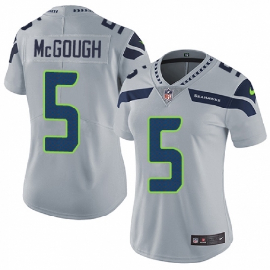 Women's Nike Seattle Seahawks 5 Alex McGough Grey Alternate Vapor Untouchable Elite Player NFL Jersey