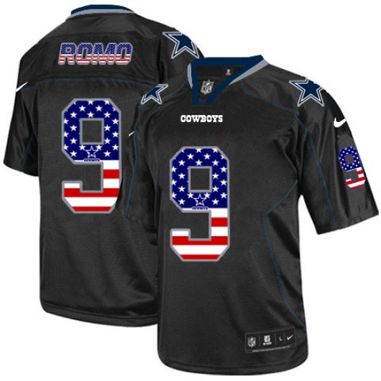 Men's Nike Dallas Cowboys 9 Tony Romo Elite Black USA Flag Fashion NFL Jersey