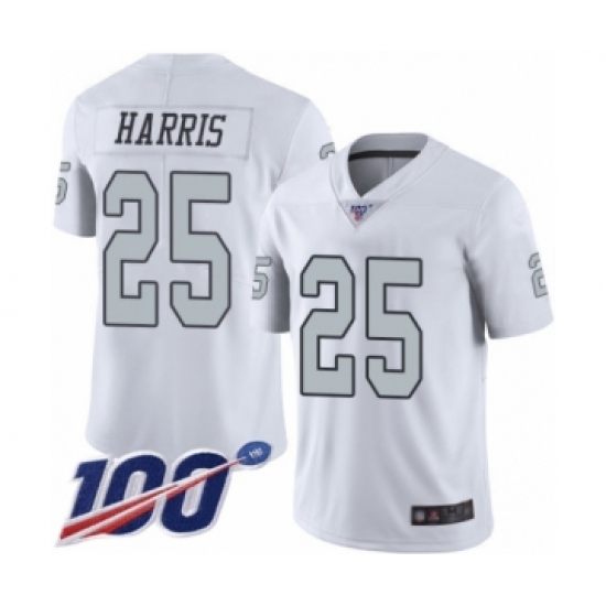 Men's Oakland Raiders 25 Erik Harris Limited White Rush Vapor Untouchable 100th Season Football Jersey