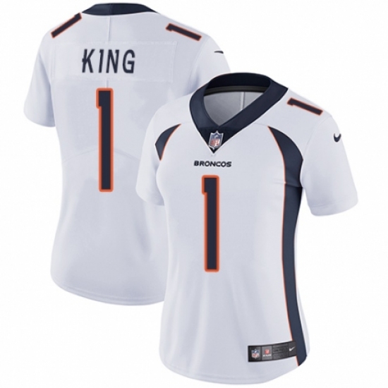 Women's Nike Denver Broncos 1 Marquette King White Vapor Untouchable Limited Player NFL Jersey