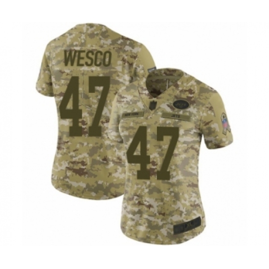 Women's New York Jets 47 Trevon Wesco Limited Camo 2018 Salute to Service Football Jersey