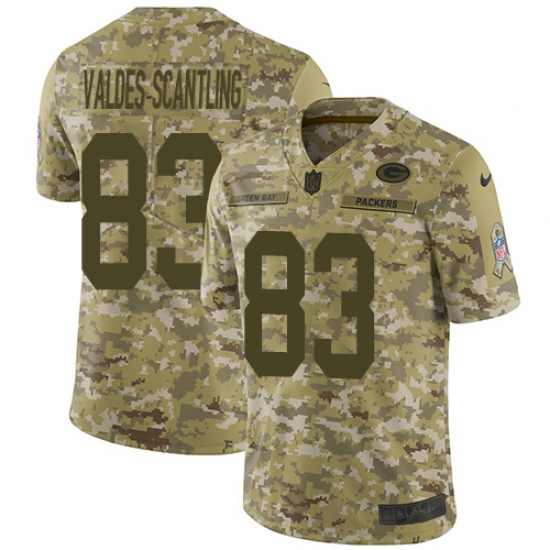 Youth Nike Green Bay Packers 83 Marquez Valdes-Scantling Limited Camo 2018 Salute to Service NFL Jersey