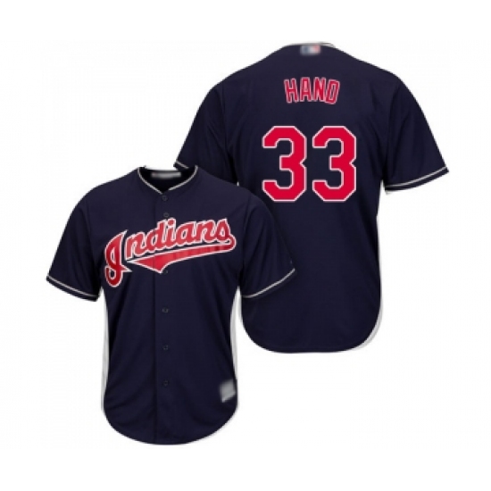 Men's Cleveland Indians 33 Brad Hand Replica Navy Blue Alternate 1 Cool Base Baseball Jersey