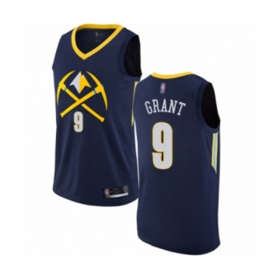 Men's Denver Nuggets 9 Jerami Grant Authentic Navy Blue Basketball Jersey - City Edition