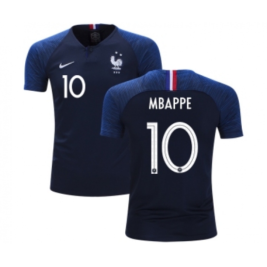 France 10 Mbappe Home Kid Soccer Country Jersey