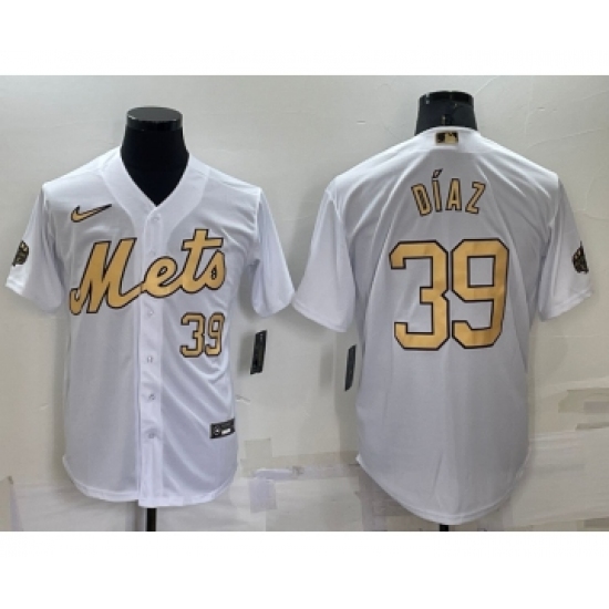 Men's New York Mets 39 Edwin Diaz Number White 2022 All Star Stitched Cool Base Nike Jersey