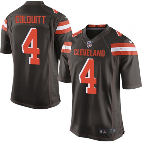 Men's Nike Cleveland Browns 4 Britton Colquitt Game Brown Team Color NFL Jersey