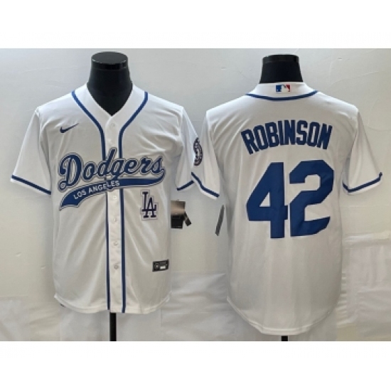 Men's Los Angeles Dodgers 42 Jackie Robinson White Cool Base Stitched Baseball Jersey1