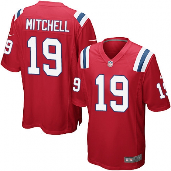 Men's Nike New England Patriots 19 Malcolm Mitchell Game Red Alternate NFL Jersey