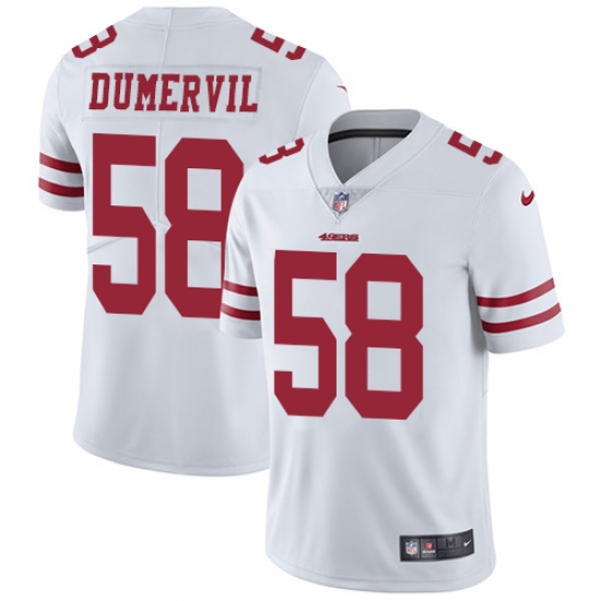 Men's Nike San Francisco 49ers 58 Elvis Dumervil White Vapor Untouchable Limited Player NFL Jersey