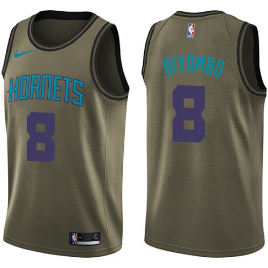 Men's Nike Charlotte Hornets 8 Bismack Biyombo Swingman Green Salute to Service NBA Jersey