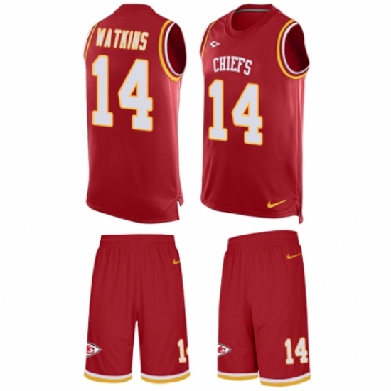 Men's Nike Kansas City Chiefs 14 Sammy Watkins Limited Red Tank Top Suit NFL Jersey