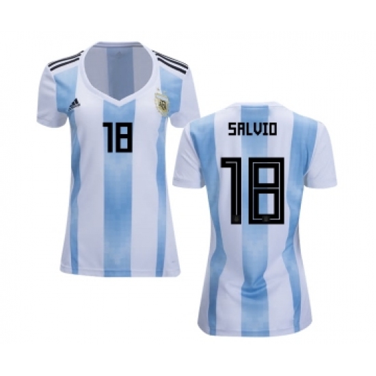 Women's Argentina 18 Salvio Home Soccer Country Jersey
