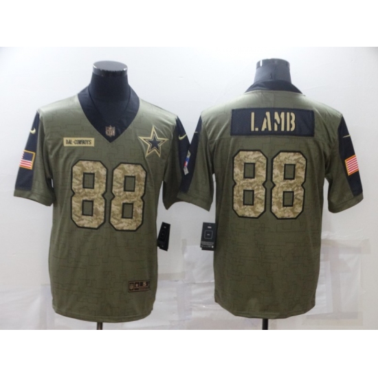Men's Dallas Cowboys 88 CeeDee Lamb Camo 2021 Salute To Service Limited Player Jersey