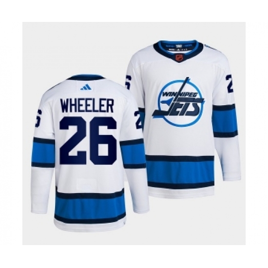 Men's Winnipeg Jets 26 Blake Wheeler White 2022 Reverse Retro Stitched Jersey