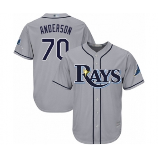 Youth Tampa Bay Rays 70 Nick Anderson Authentic Grey Road Cool Base Baseball Player Jersey