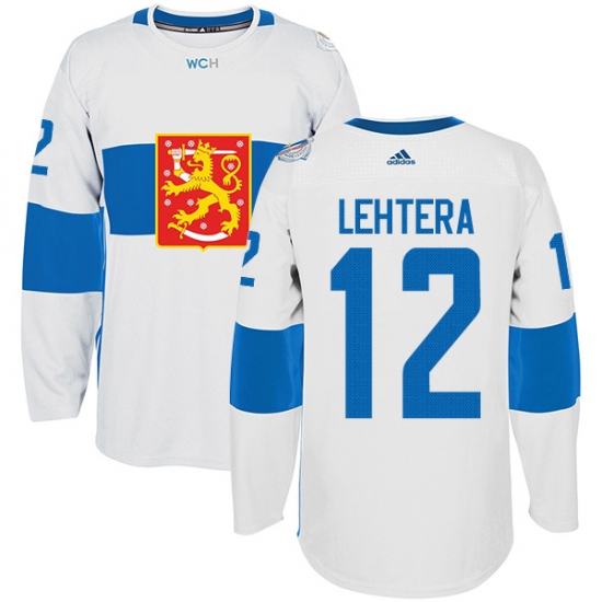 Men's Adidas Team Finland 12 Jori Lehtera Authentic White Home 2016 World Cup of Hockey Jersey