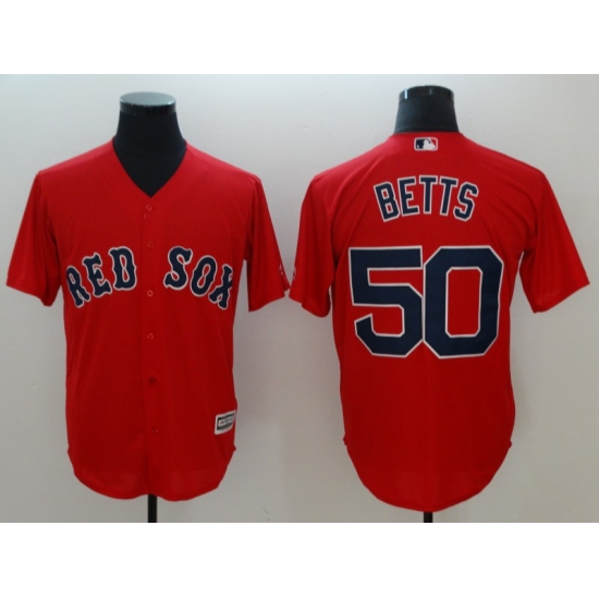 Men's Boston Red Sox 50 Mookie Betts Red Authentic Stitched Jersey