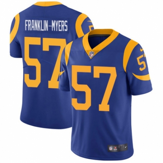 Men's Nike Los Angeles Rams 57 John Franklin-Myers Royal Blue Alternate Vapor Untouchable Limited Player NFL Jersey