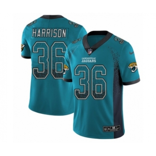 Men's Nike Jacksonville Jaguars 36 Ronnie Harrison Limited Teal Green Rush Drift Fashion NFL Jersey